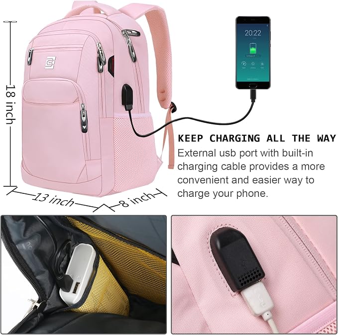 Laptop Backpack, Business Travel Anti Theft Slim Durable Laptops Backpack - Image 3
