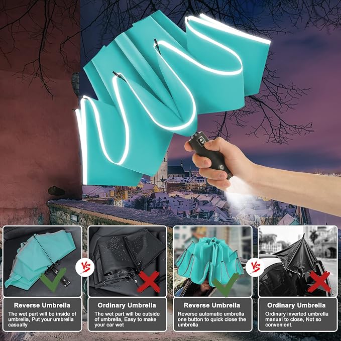 Lejorain Travel Folding Inverted Umbrella - Image 4