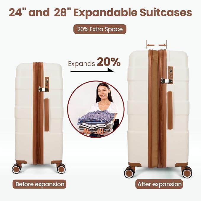 Luggage Sets 3 Piece with Spinner Wheel, Hardside Suitcase Set with TSA Lock - Image 4