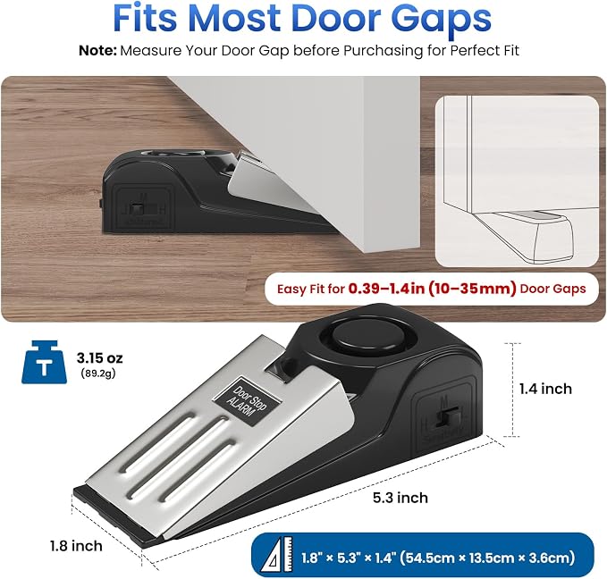 HOSOM 2 Pack Door Stop Alarm for Home & Travel Safety, 120dB Loud Siren Door - Image 2