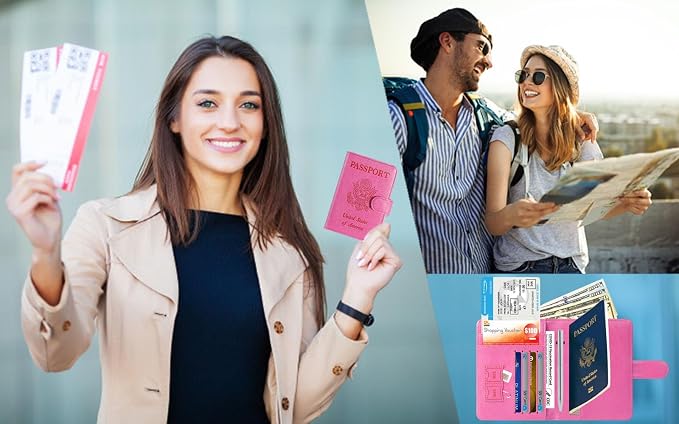 Airtag Passport Holder Cover Wallet RFID Blocking Leather Case Travel - Image 9