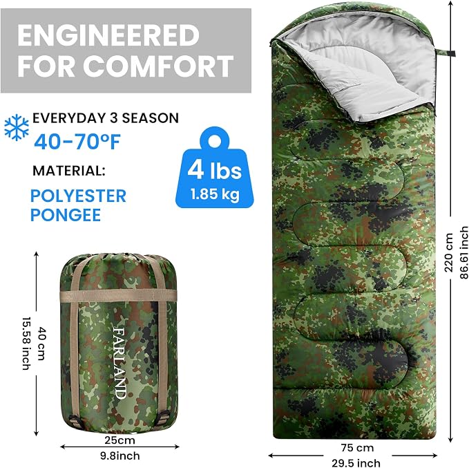 FARLAND Sleeping Bags 30℉ for Adults Teens Kids - Image 2