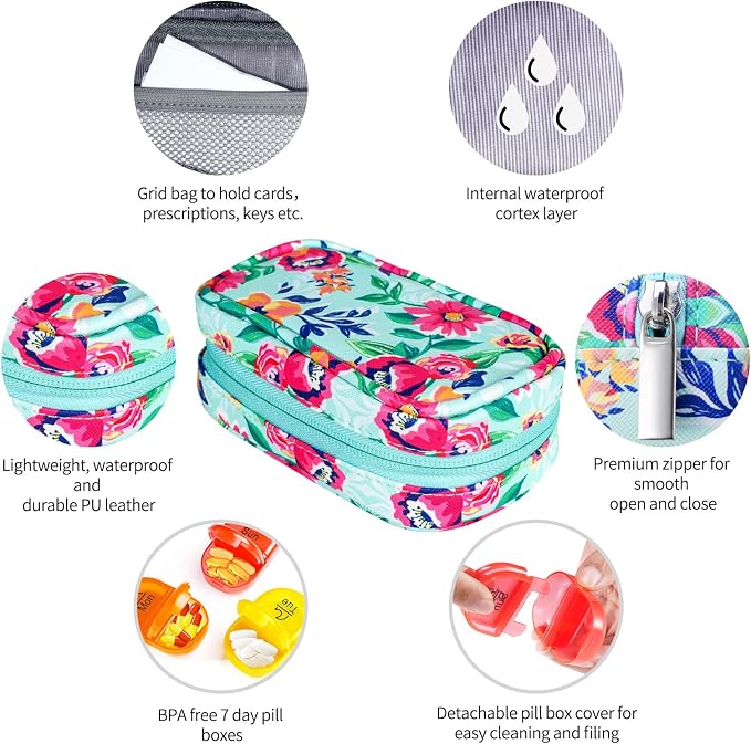 Serfeymi Weekly Travel Pill Organizer 2 Times A Day AM PM Upgraded Rainbow Pill - Image 3