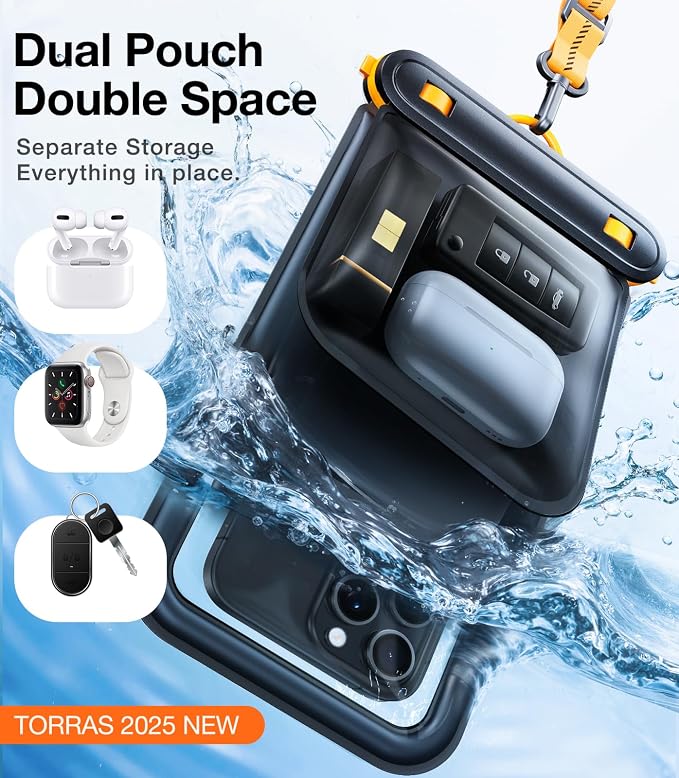 TORRAS IP68 Waterproof Phone Pouch Double Space, Floating Waterproof Phone Case - Image 2