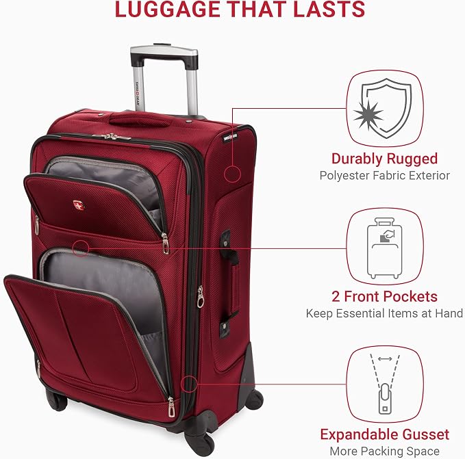 SwissGear Sion Softside Expandable Luggage, Checked-Medium 25-Inch - Image 4