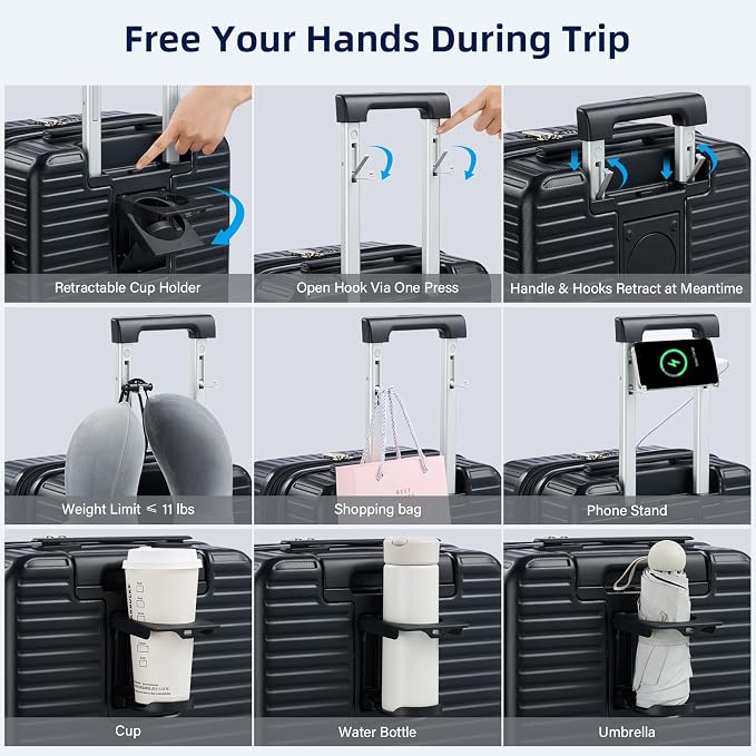 Hard Shell Suitcases Expandable Travel Luggage Sets 3 Piece, Carry on and Check - Image 2