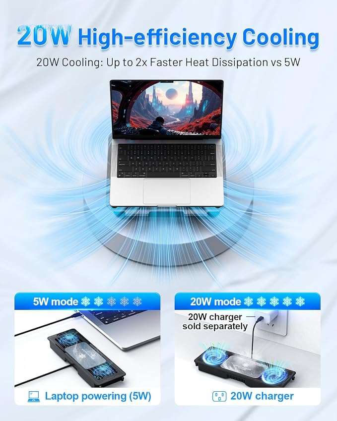 Laptop Cooling Stand with Detachable Thermoelectric Cooler, Adjustable Height & - Image 4