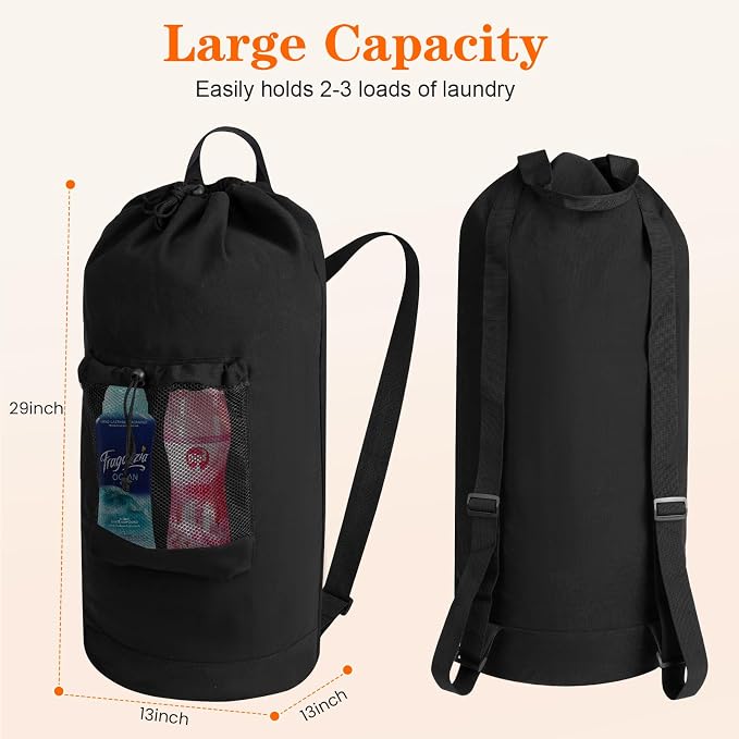 Canvas backpack laundry bag, laundry backpack - Image 2