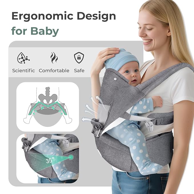 FRUITEAM Baby Carrier with Hip Seat - Image 3