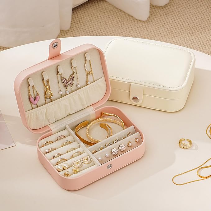 Travel Jewelry Box, Jewelry Travel Case, Small Jewelry Box, 2 Layer Travel - Image 2