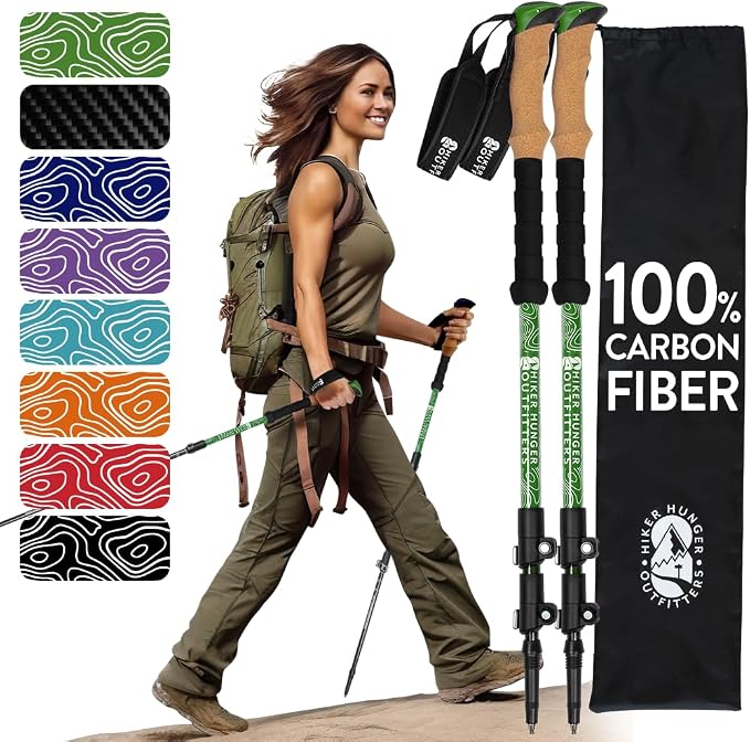 100% Carbon Fiber Trekking Poles by USA Brand by HikerHungerOutfitters