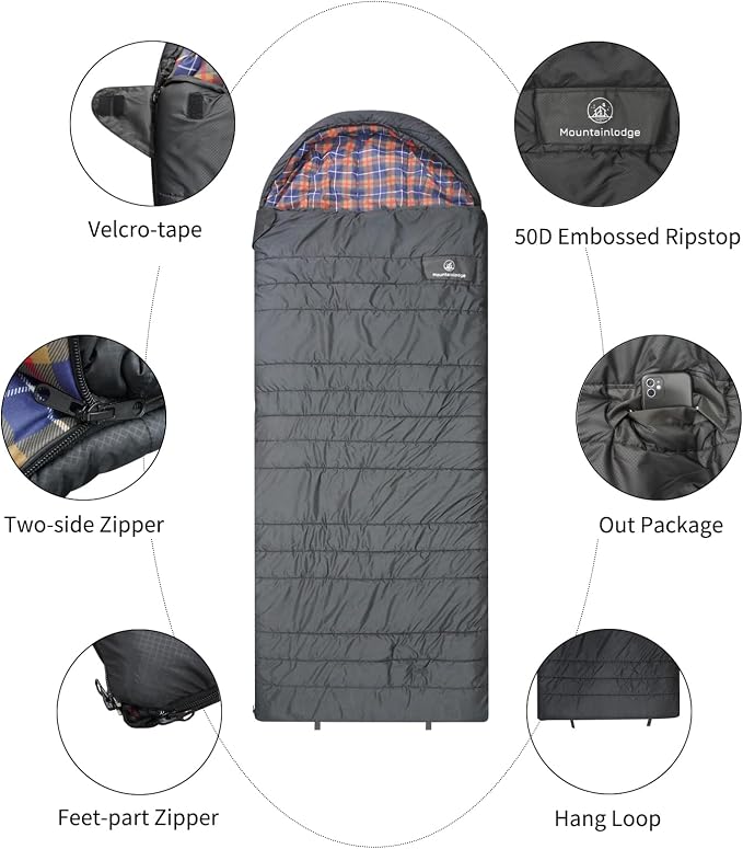 Polycotton Sleeping Bag for Adult&Kids, Cold&Warm Weather Large - Image 2