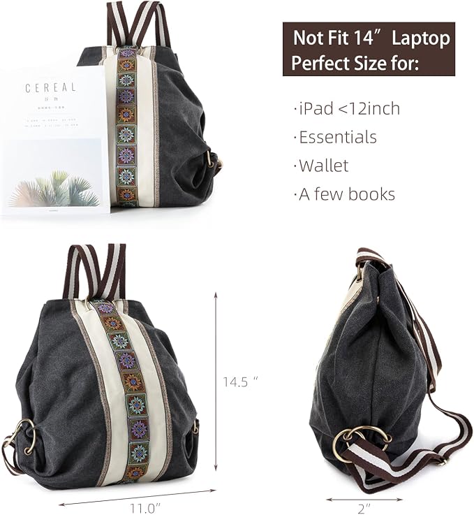 Goodhan WomCanvas Backpack Daypack Casual Shoulder Bag, Vintage Heavy-duty - Image 4