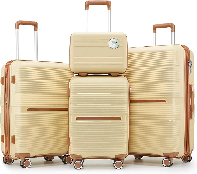 Campfun Luggage Sets 4 Piece, Expandable Carry On Luggage Set Hardshell PP by Campfun