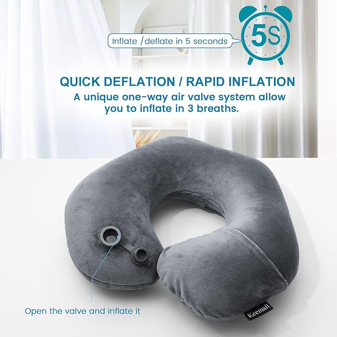 Inflatable Travel Neck Pillow, Super Soft Plane Neck Support Pillow - Image 3