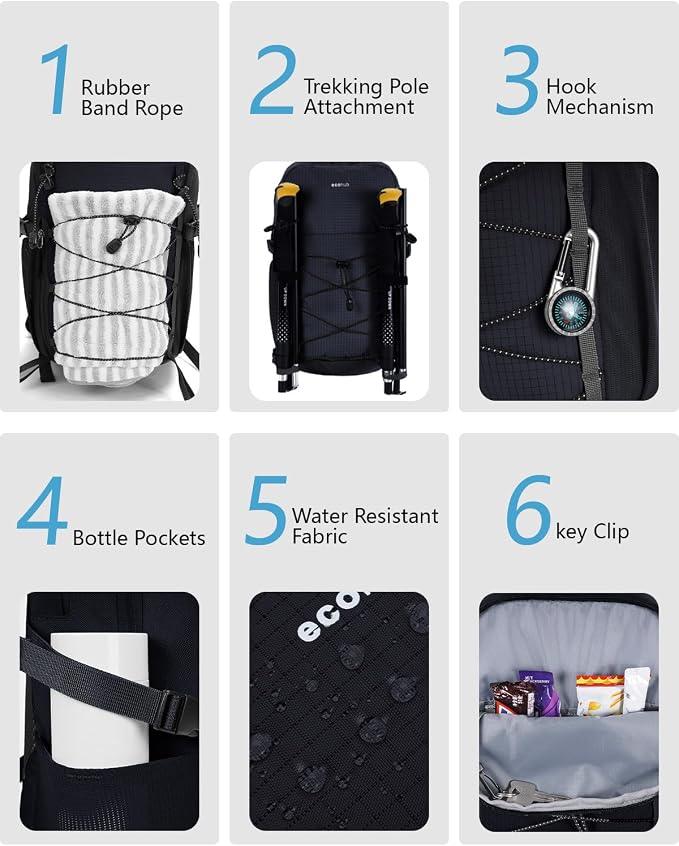 ECOHUB Small Hiking Backpack for Men Women, 20L Lightweight Travel Backpacks - Image 5