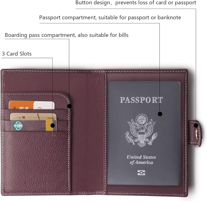 Genuine Leather Passport Case, RFID Passport Cover - Image 5