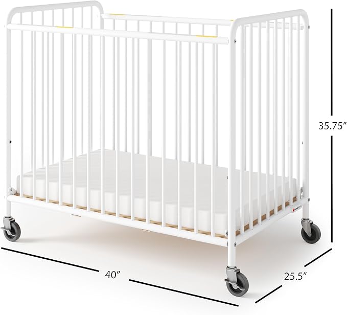 Foundations Chelsea Slatted Metal Compact Daycare Crib, Compact Mini Size - Image 2