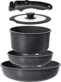 GiPP Ceramic Pots and Pans Set Non Stick, Nonstick Detachable Handle Cookware by GiPP