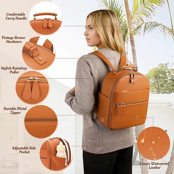 Small Camera Backpack, Classic PU Leather - Image 4