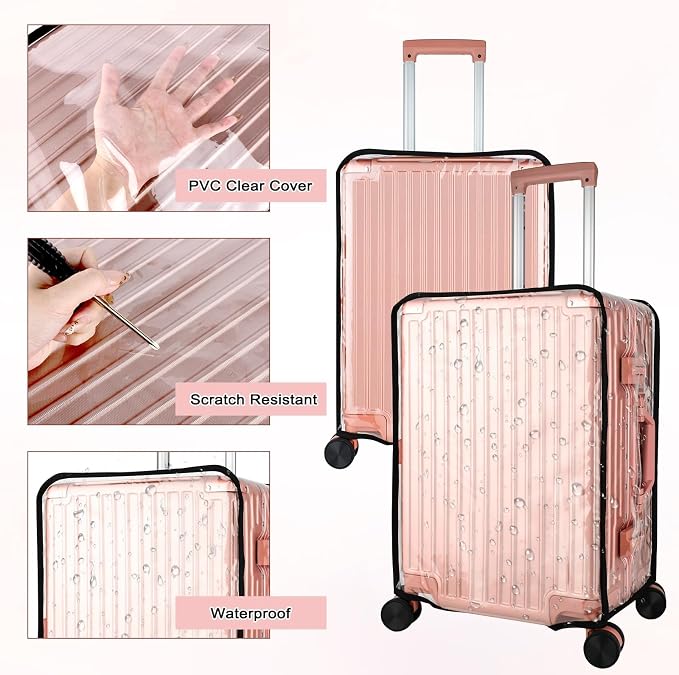 3 Piece Clear PVC Luggage Cover Protector, Waterproof Plastic Suitcase Cover - Image 5