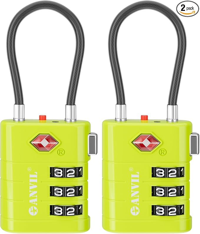 ANVIL TSA Approved Luggage Locks – High Security TSA008 Combination Travel Locks by ANVIL