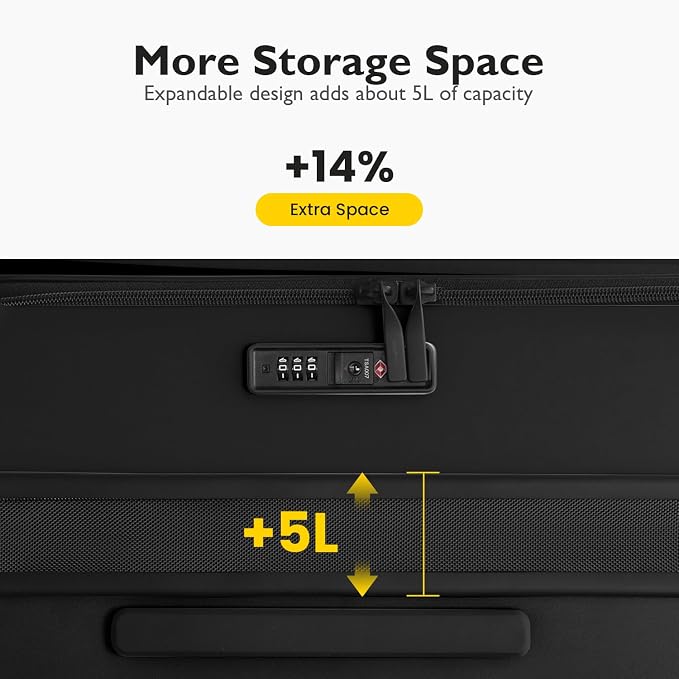 LEVEL8 Top Opening Carry on Luggage Expandable, Large Suitcases - Image 4