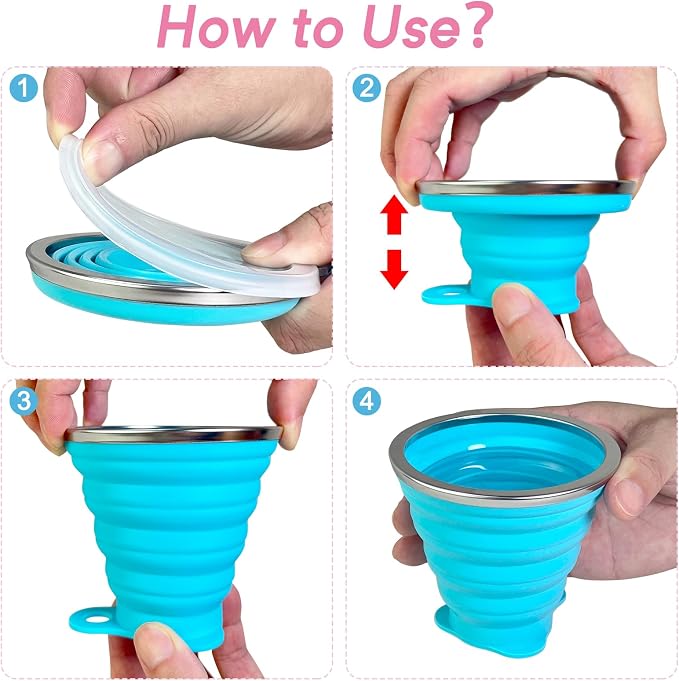 Silicone Collapsible Cup with Lid – Portable Collapsible Travel Cup - Image 4