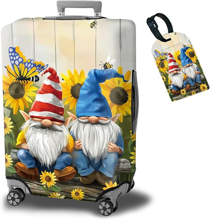 Luggage Cover + Tag, Dwarf Travel Suitcase Protector by BWEGRHE
