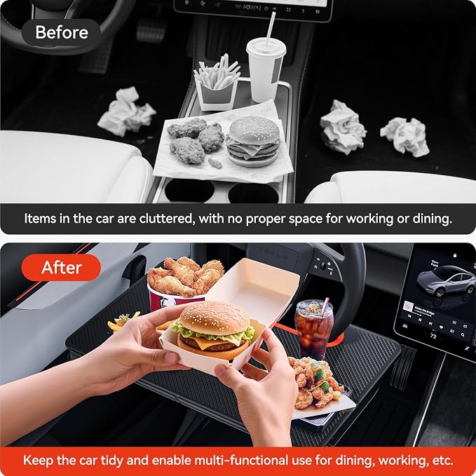 YONZEE 2-in-1 Car Steering Wheel Desk Tray & Car Seat Gap Filler Organizer – - Image 7