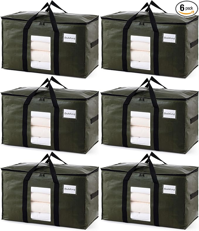 TAILI 6 Pack Green Extra Large Moving Bags, Heavy Duty Totes by TAILI