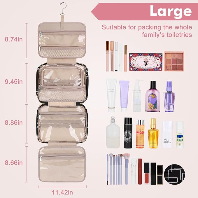 Wedama Toiletry Bag for Women, Large Cosmetic Travel Bag, Hanging Toiletry Bag - Image 2