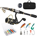 Fishing Rod and Reel Combo Telescopic Pole Set by Gonex