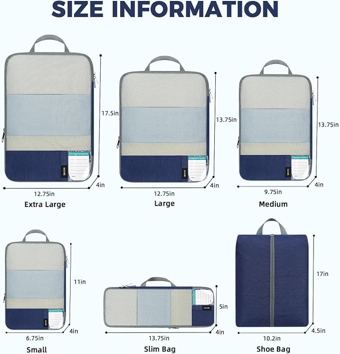 BAGAIL 6 Set/4 Set Lightweight Compression Packing Cubes - Image 4
