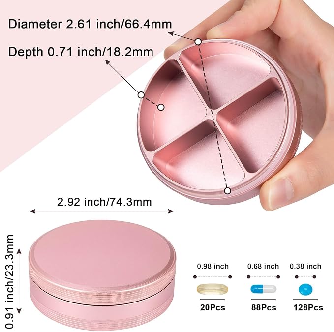 Metal Pill Organizer 4 Compartments - Image 3