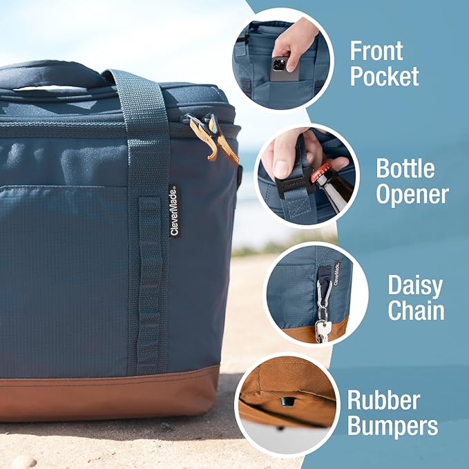 CleverMade Collapsible Insulated Cooler Bag – Leakproof Soft Folding Cooler - Image 3