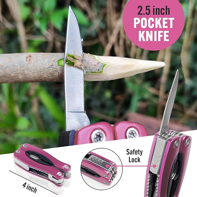 Pink Multitool 15-in-1 for Mom, Practical EDC Multi Tool Pliers, Pocket Knife - Image 4
