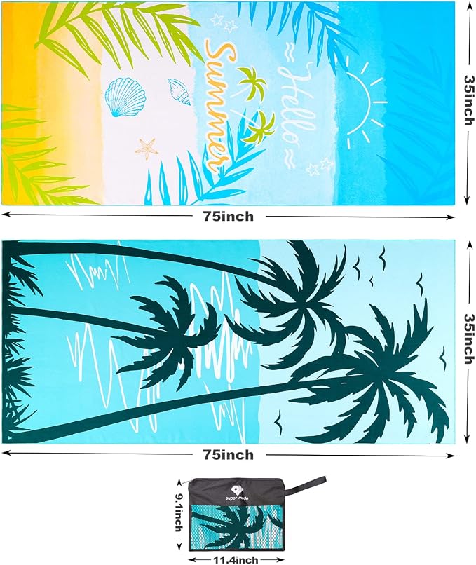 2 Pack Microfiber Beach Towel, Oversized Microfiber Pool Towel 75”x 35” - Image 3