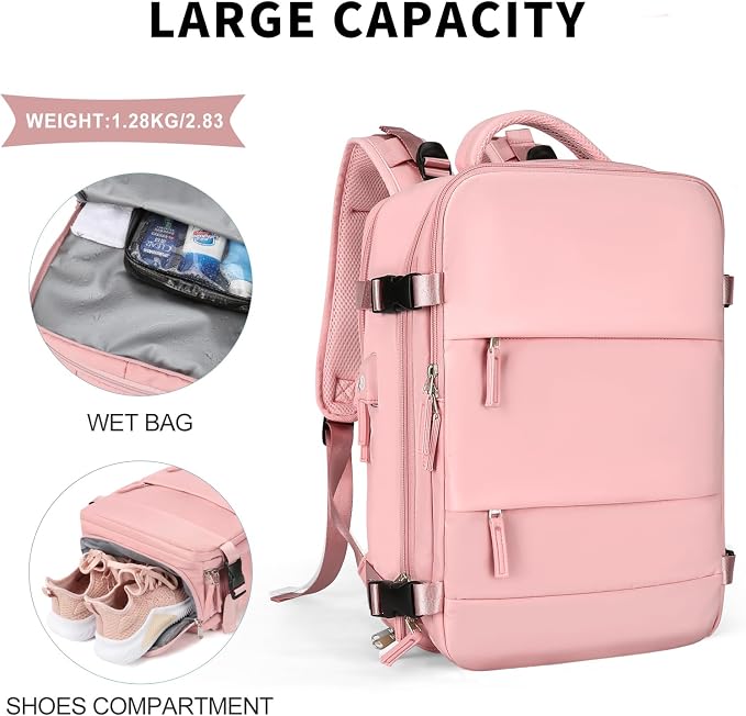 coowoz Large Travel Backpack For Women Men, Carry On Backpack Flight Approved - Image 4