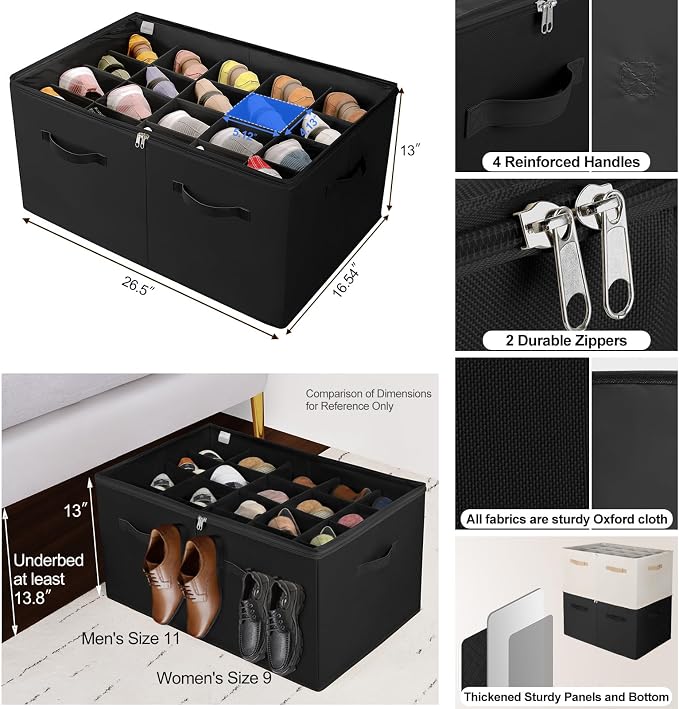 Shoe Organizer for Closet, Foldable Shoe Box - Image 2