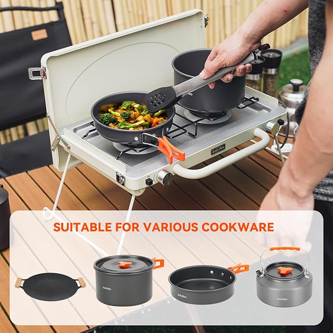 ONLYFIRE OUTDOOR LIVING Portable Camping stove 2-Burner, Propane Gas Stove - Image 5