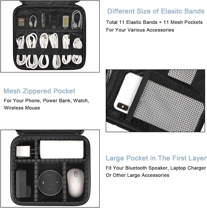 MATEIN Cable Organizer Bag, Waterproof Travel Electronic Storage, Shockproof - Image 3