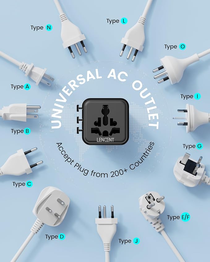 LENCENT Universal Travel Plug Adapter, International Power Adaptor - Image 5