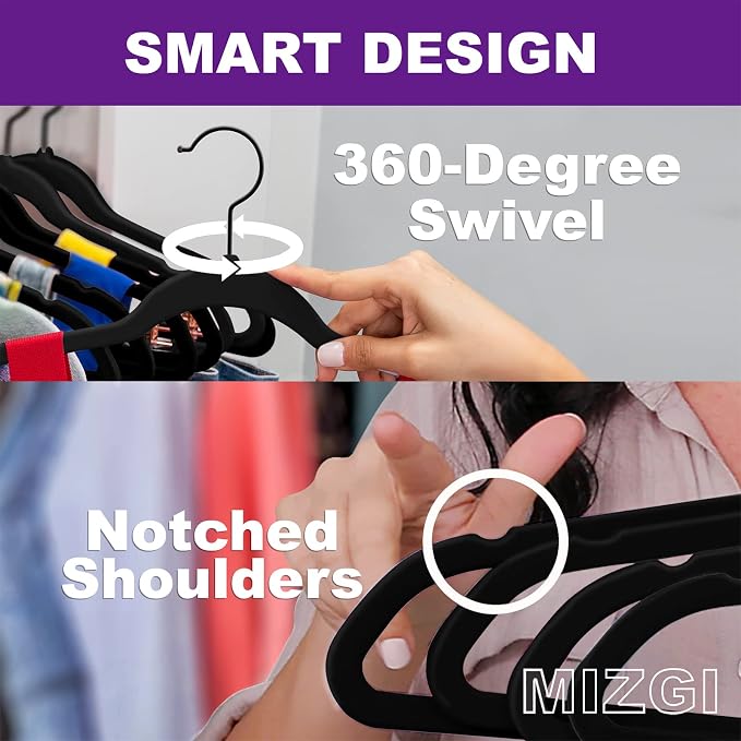 MIZGI Premium All Black Velvet Hangers - Image 3