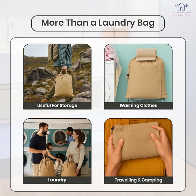 LFH Home Cotton Canvas Large Laundry Bag - Image 4
