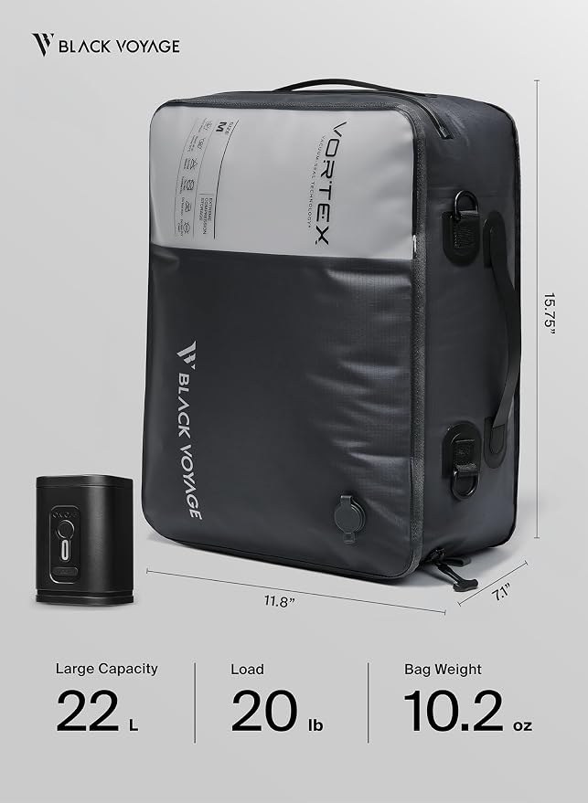 Black Voyage Reusable Vacuum Compression Travel Bag - Image 9