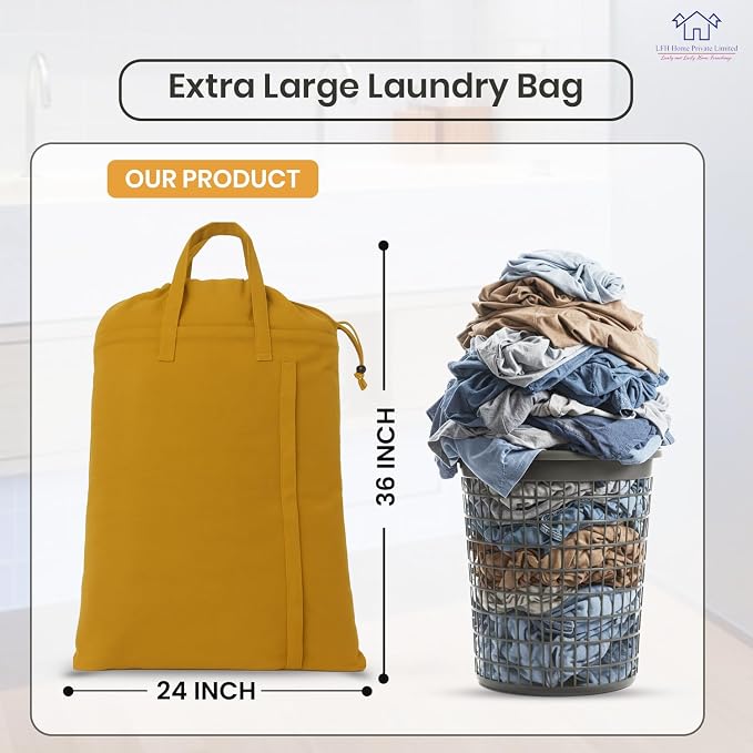 LFH Home Cotton Canvas Large Laundry Bag - Image 2