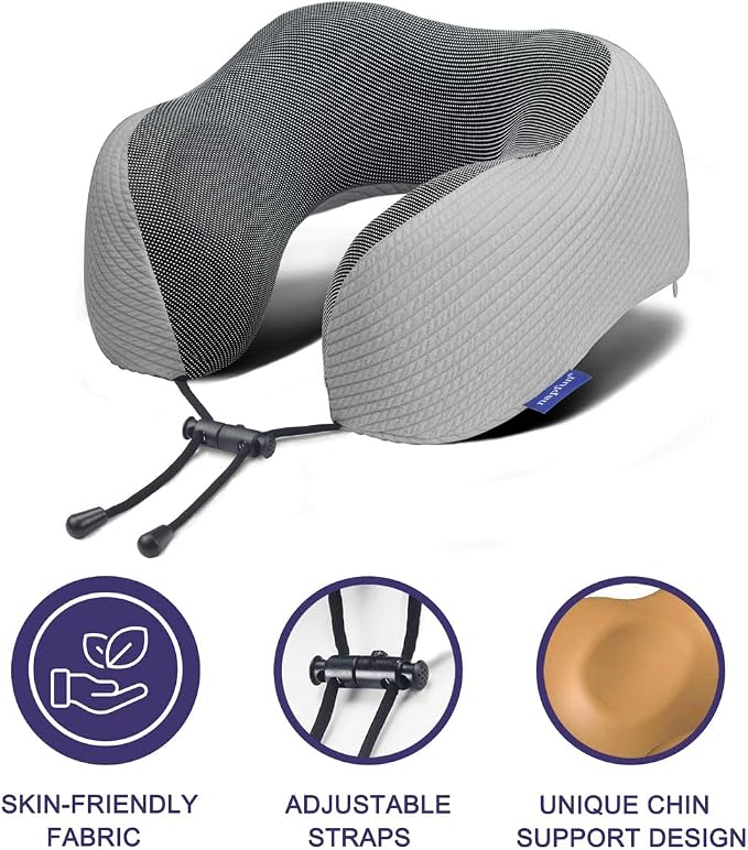 napfun Neck Pillow for Traveling, Upgraded Travel Neck Pillow for Airplane 100% - Image 3