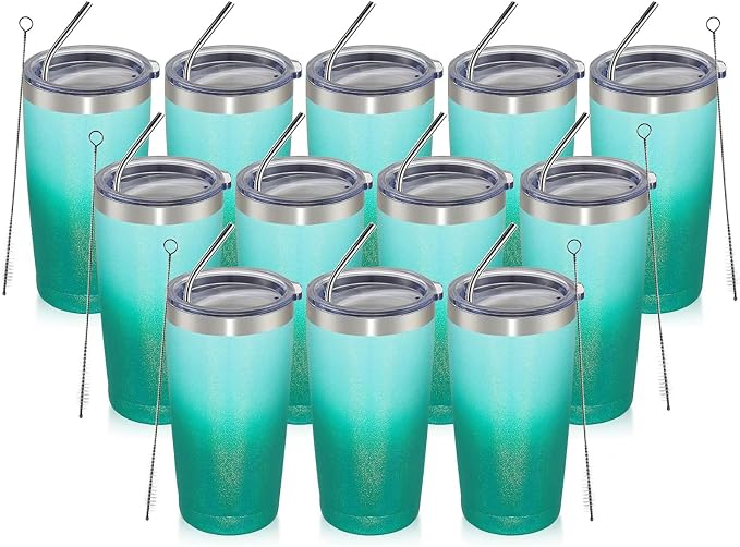 MEWAY 20oz Tumbler 12 Pack Double Wall Vacuum Insulated Travel Glitter Mug Bulk by MEWAY