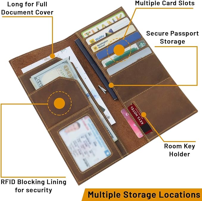 WANDERINGS Genuine Leather Passport Wallet - Image 2